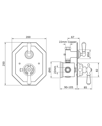 Mitigeur douche thermostatique encastré Traditional - Perrin & Rowe