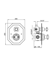 Mitigeur thermostatique encastré 2 voies croisillons Traditional - Perrin & Rowe