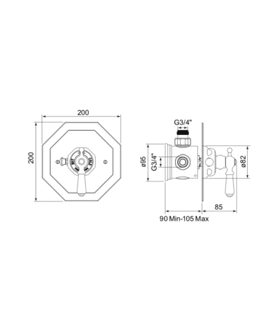 Mitigeur douche thermostatique Traditional - Perrin & Rowe