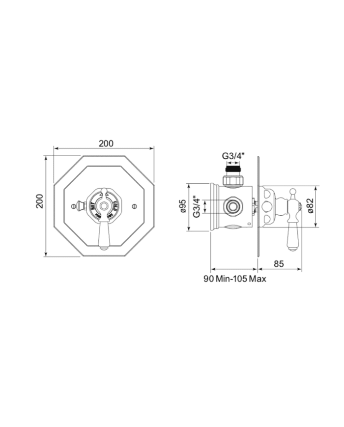 Mitigeur douche thermostatique Traditional - Perrin & Rowe