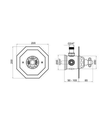 Mitigeur douche thermostatique croisillons Traditional - Perrin & Rowe