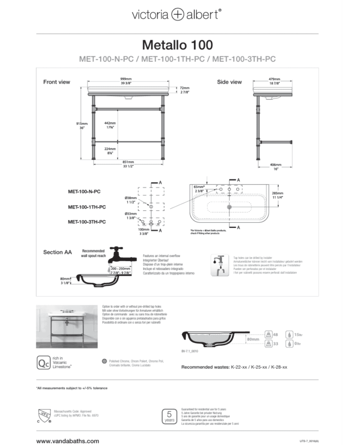 Lavabo Metallo 100 - Victoria + Albert