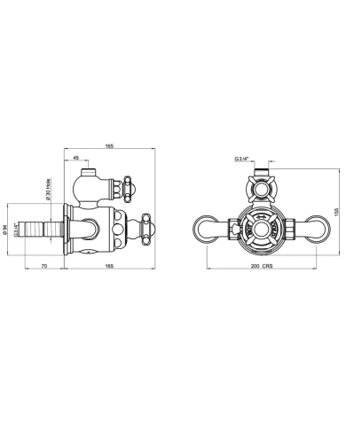 Mitigeur douche thermostatique apparent croisillons Traditional - Perrin & Rowe