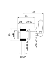 Robinet d'arrêt encastré 3/4" Traditional - Perrin & Rowe