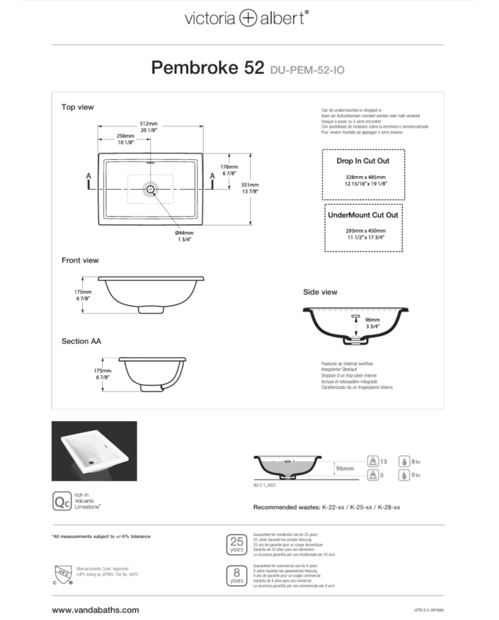 Lavabo Pembroke 52 - Victoria + Albert