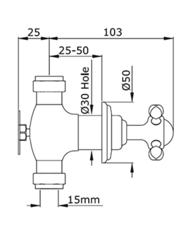 Robinet d'arrêt encastré 1/2" croisillons Traditional - Perrin & Rowe