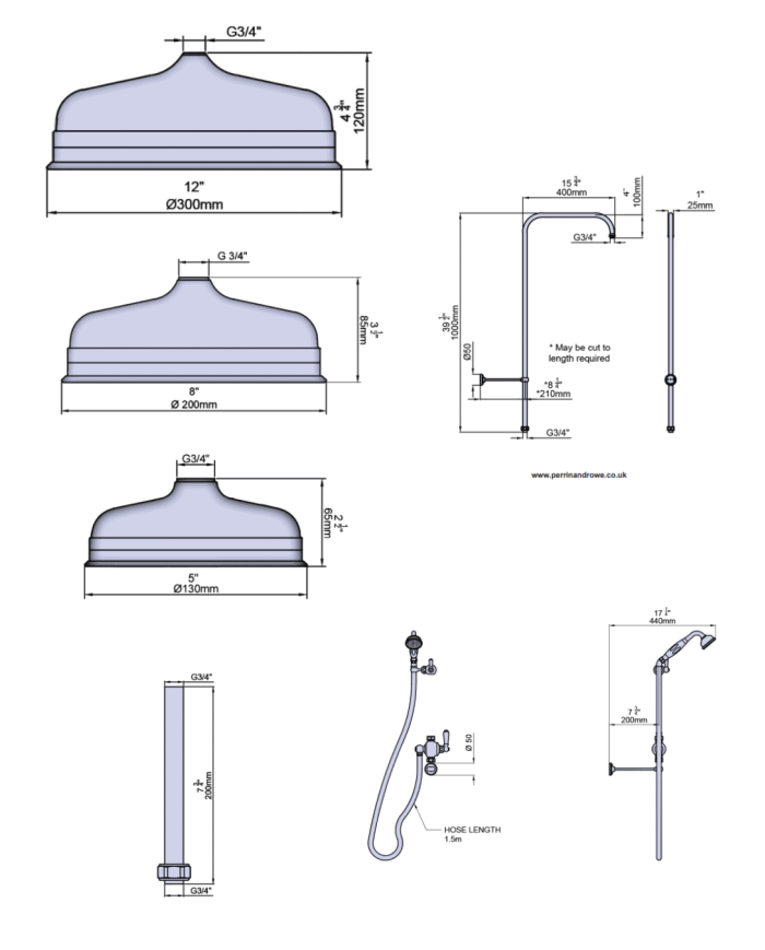 Set de douche 1 Traditional - Perrin & Rowe