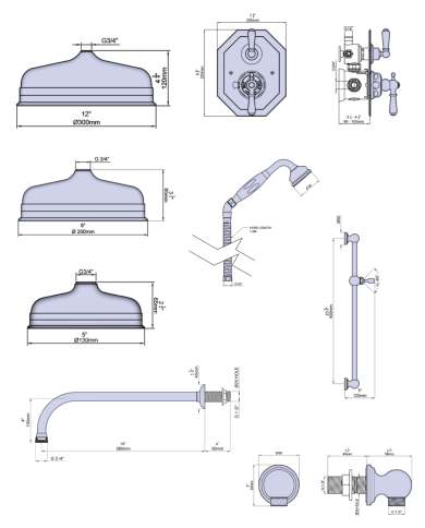 Set de douche 2 Traditional - Perrin & Rowe