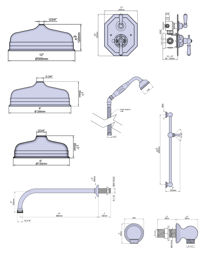 Set de douche 2 Traditional - Perrin & Rowe