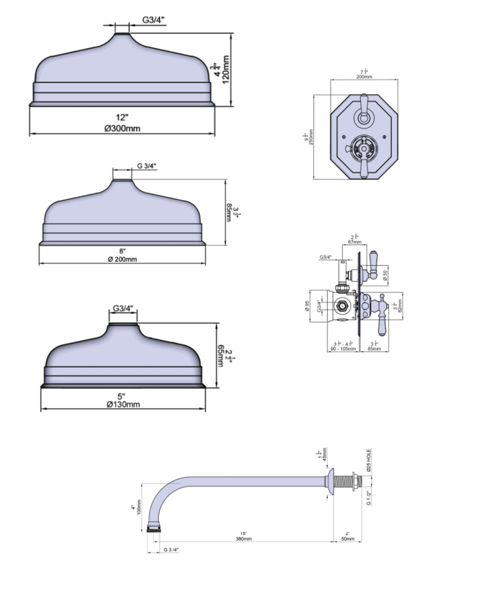 Set de douche 3 Traditional - Perrin & Rowe