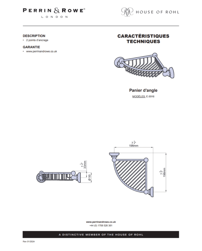 Panier d'angle Traditional - Perrin & Rowe