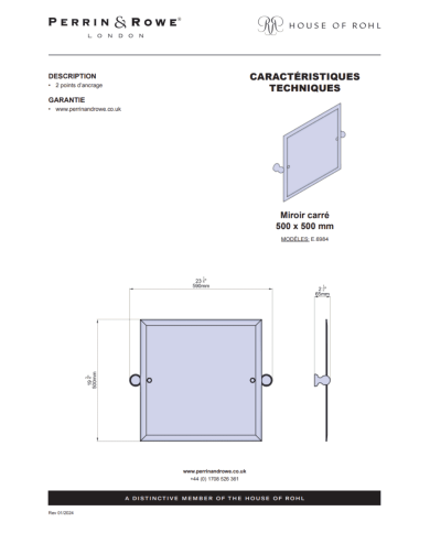 Miroir Carré Traditional - Perrin & Rowe