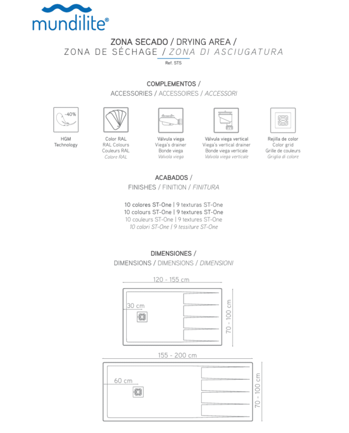 Receveur de douche ZONA SECADO - Mundilite