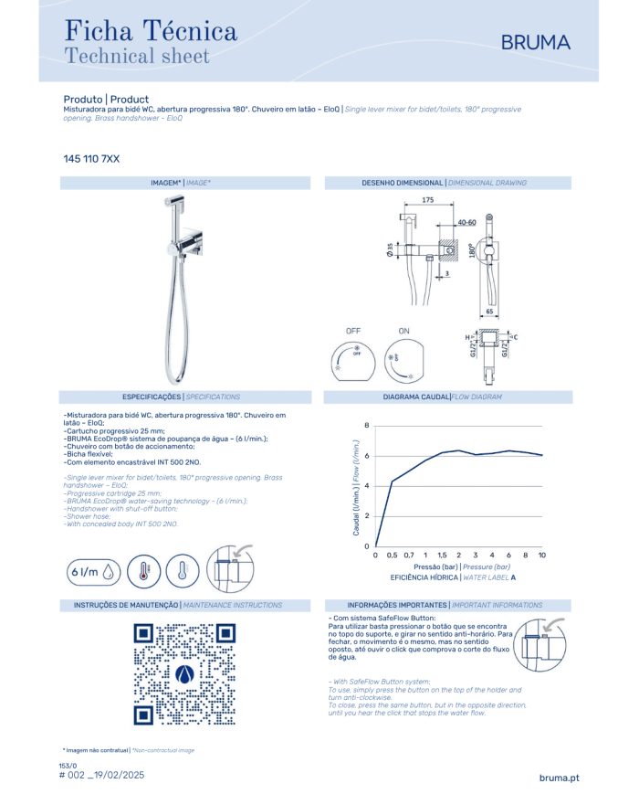 Robinet bidet/wc 180° Breeze - Bruma