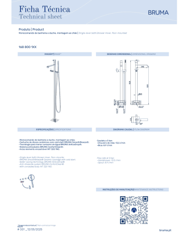 Mitigeur bain/douche au sol Breeze - Bruma
