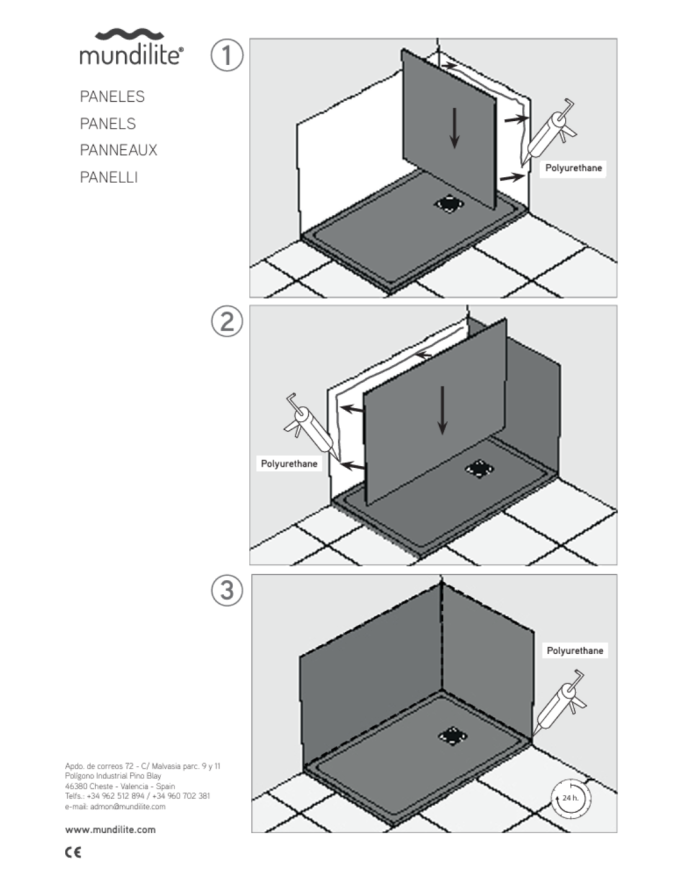 Panneau mural PUR Habillage mural pour douche - Mundilite
