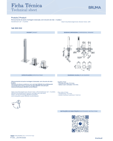 Mitigeur de douche sur plan Breeze - Bruma