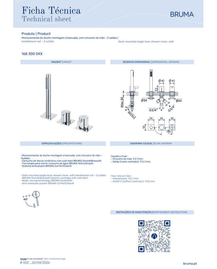 Mitigeur de douche sur plan Breeze - Bruma