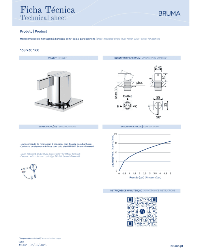 Mitigeur sur plan bain - douche Breeze - Bruma