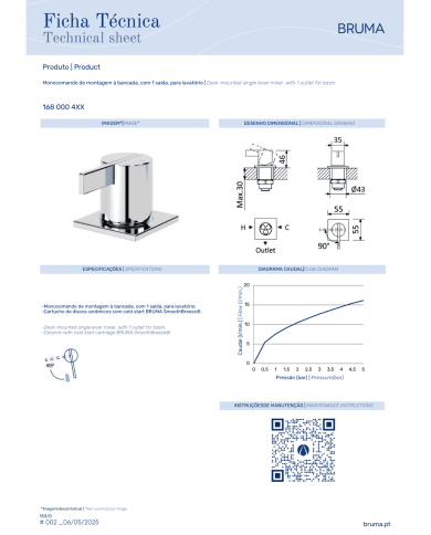 Mitigeur sur plan lavabo Breeze - Bruma