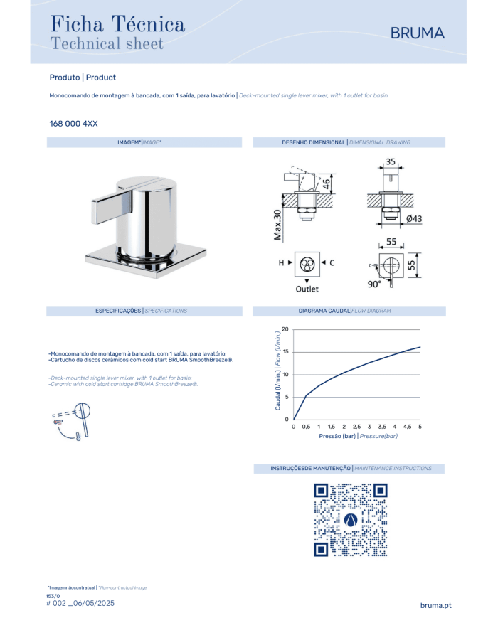 Mitigeur sur plan lavabo Breeze - Bruma