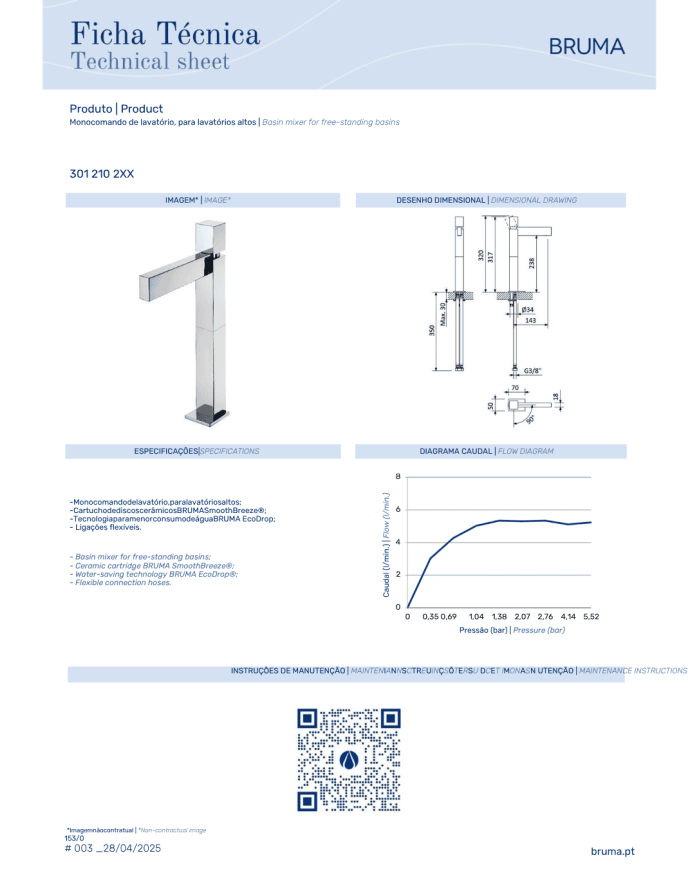 Mitigeur lavabo réhaussé Adamastor - Bruma