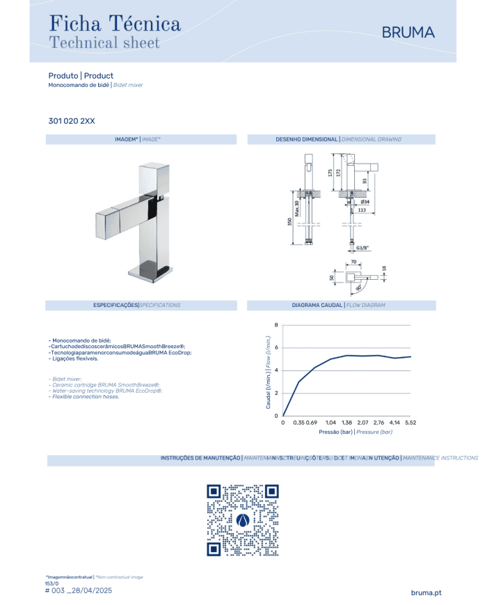 Mitigeur bidet Adamastor - Bruma