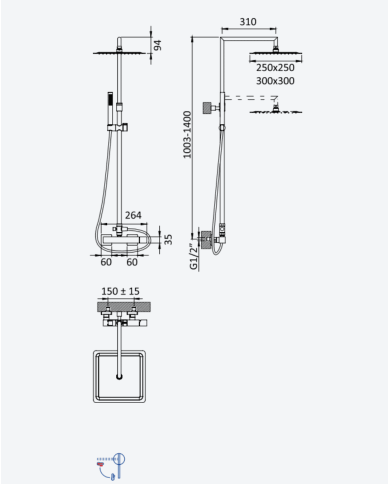 Colonne de douche system Adamastor - Bruma