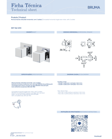 Mitigeur encastré horizontal Adamastor - Bruma