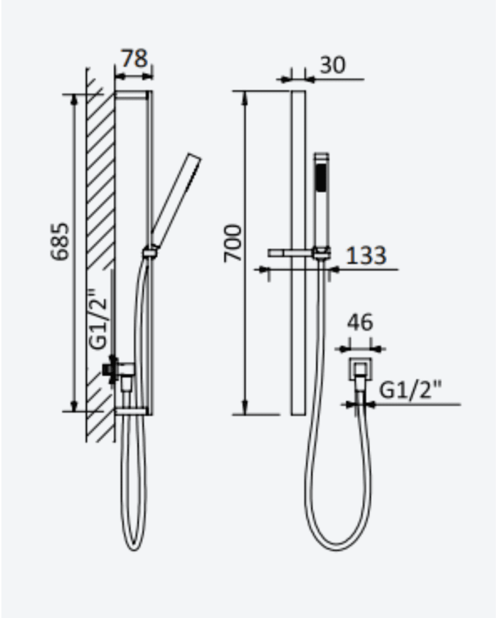 Garniture de douche barre Adamastor - Bruma