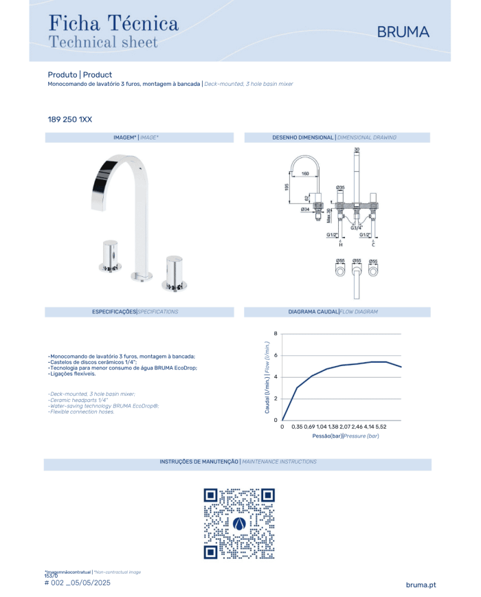 Mitigeur lavabo 3 trous Avalon - Bruma