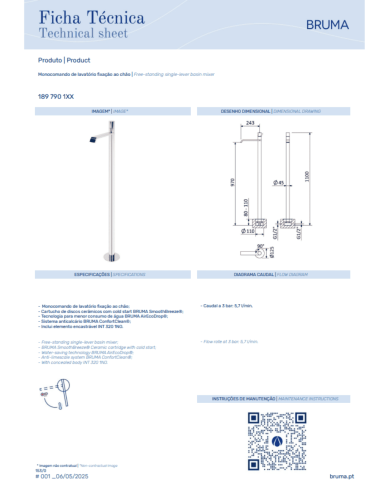 Mitigeur lavabo au sol Avalon - Bruma