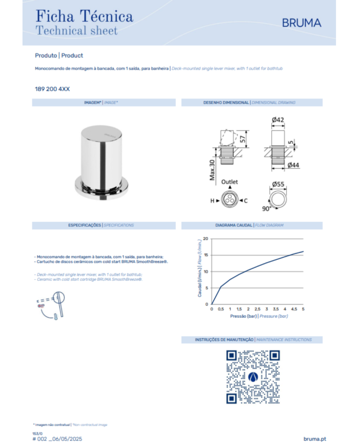 Mitigeur sur plan bain / douche Avalon - Bruma