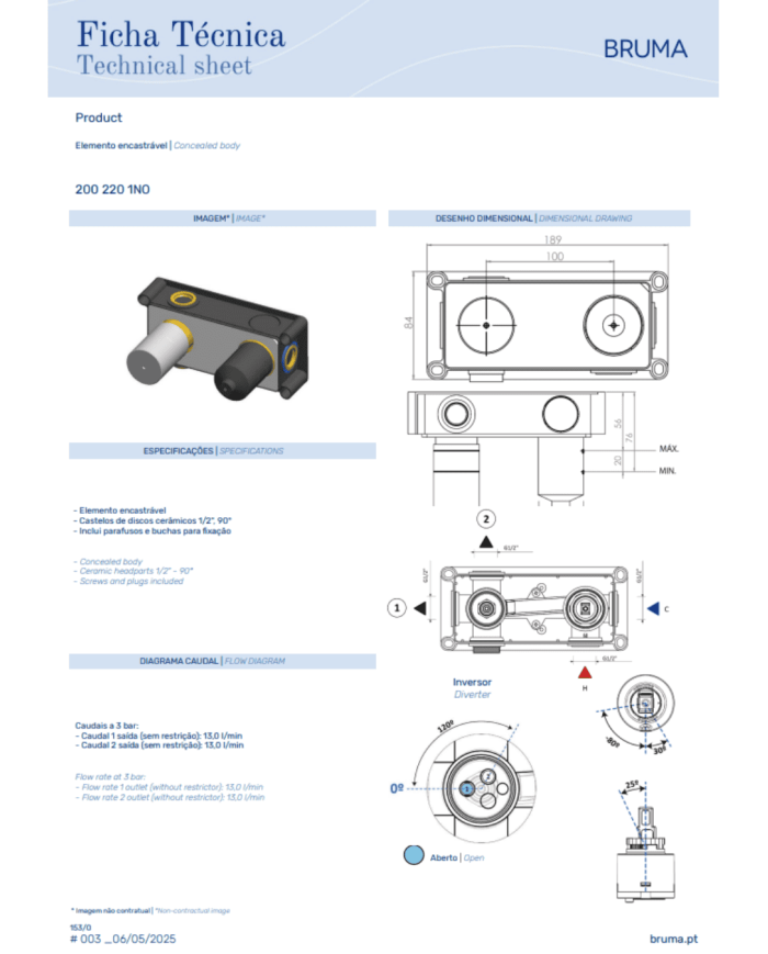 Mitigeur encastré horizontal Avalon - Bruma