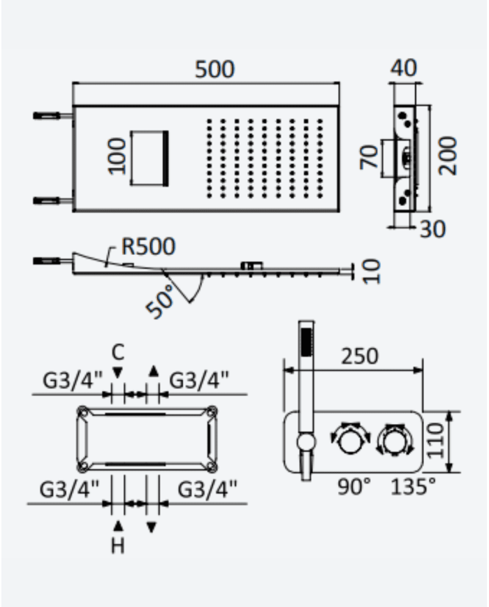 Thermostatique kit douche Avalon - Bruma