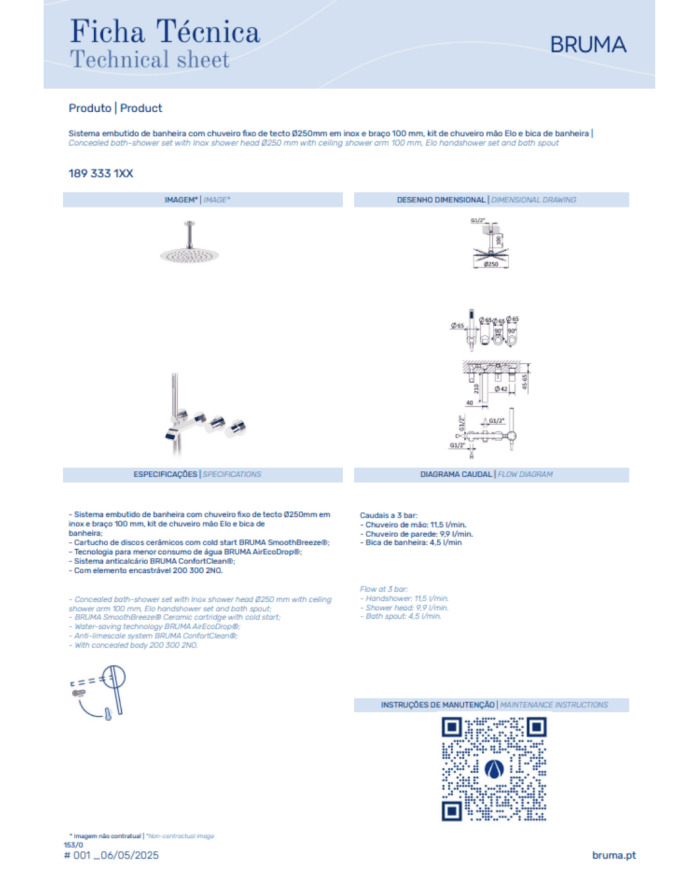Kit bain / douche bec bain 2 Avalon - Bruma