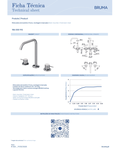Mitigeur lavabo 3 trous X-Alpha - Bruma