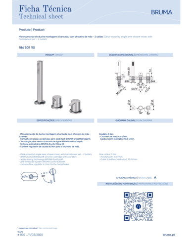 Mitigeur bain / douche 2 sorties X-Alpha - Bruma