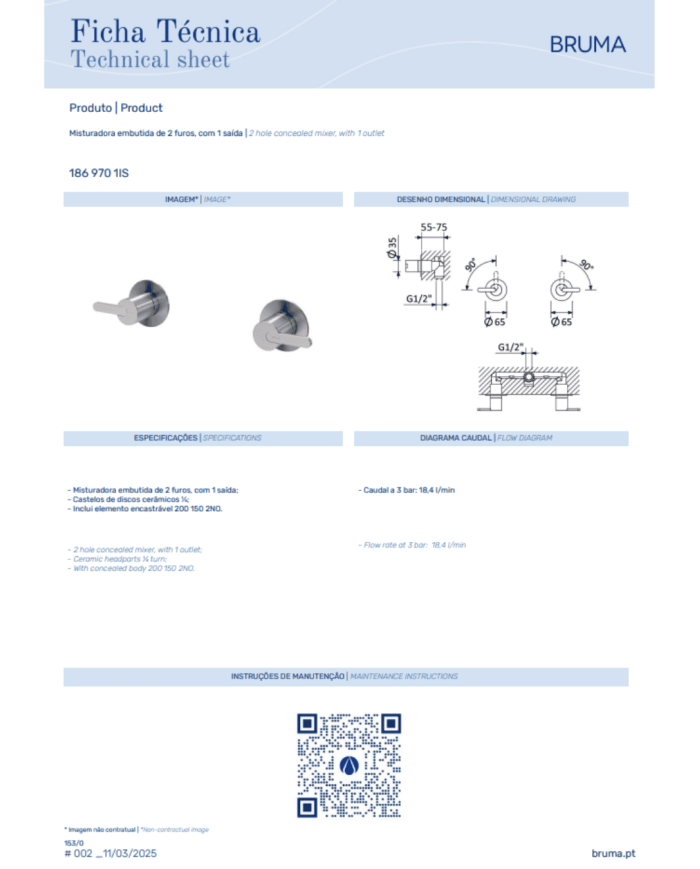 Mitigeur encastré 2 trous X-Alpha - Bruma