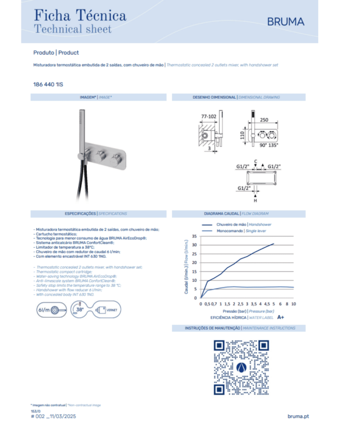 Mitigeur thermostatique encastré X-Alpha - Bruma