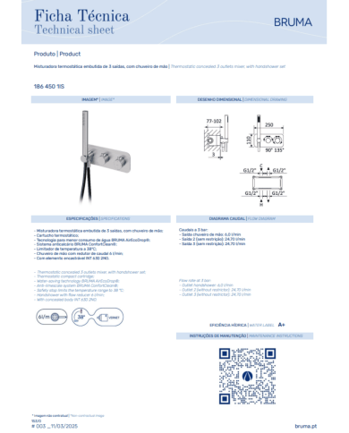 Mitigeur thermostatique encastré X-Alpha - Bruma