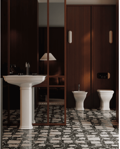Lavabo 68cm colonne / pieds métalliques Civitas - The.artceram