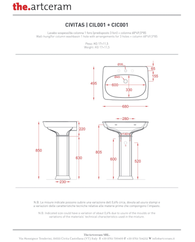 Lavabo avec colonne Civitas - The.artceram