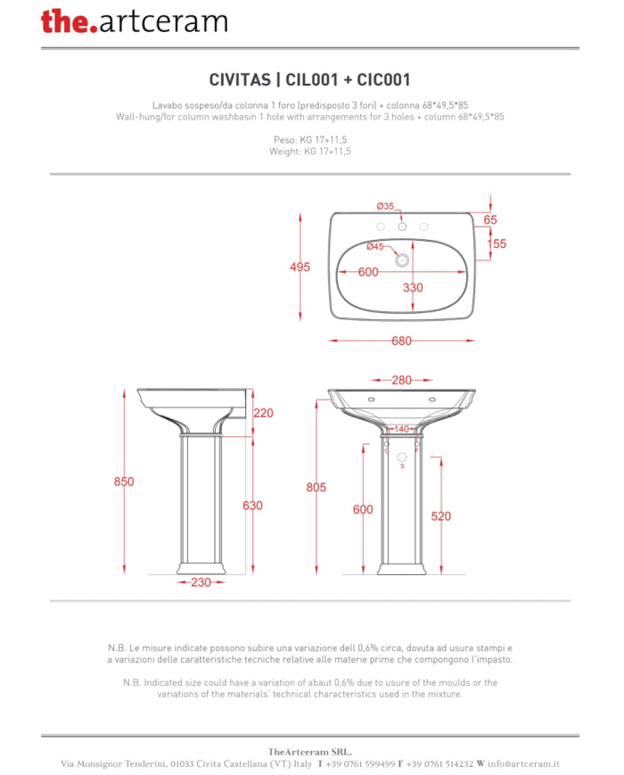 Lavabo avec colonne Civitas - The.artceram