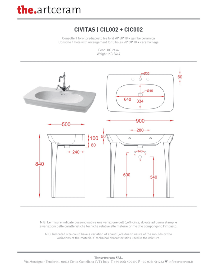 copy of Lavabo avec colonne Civitas - The.artceram