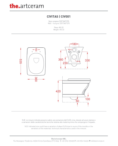 WC suspendu 36x54cm Civitas - The.artceram