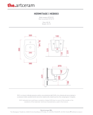 Bidet suspendu 36x55cm Hermitage - The.artceram