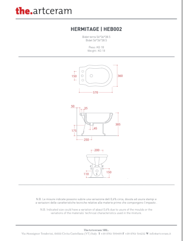 Bidet à poser 36x55cm Hermitage - The.artceram