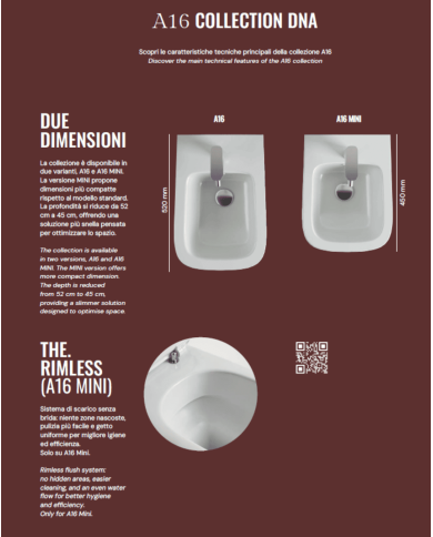 Bidet suspendu filomur 36x52cm A16 - The.artceram