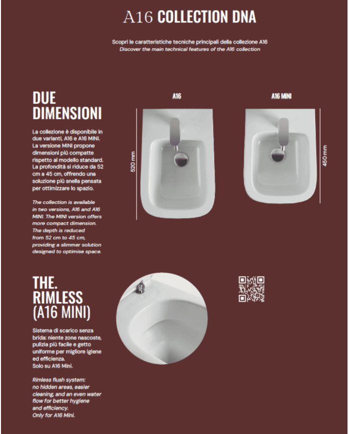Bidet suspendu mini 36x45cm A16 - The.artceram